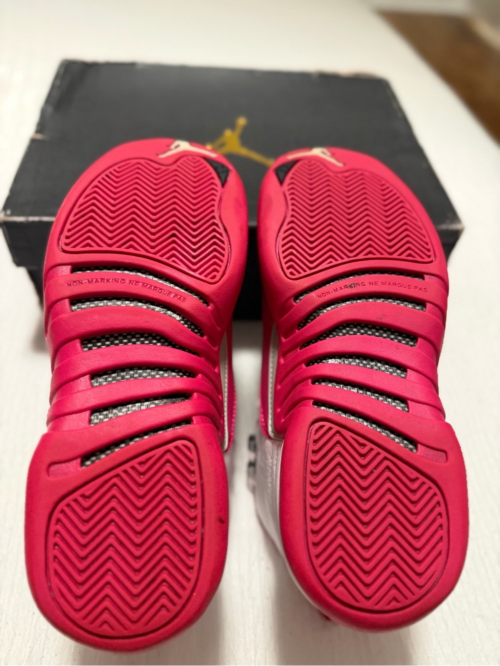 Air Jordan 12 ‘Vivid Pink’ Women's High-Top Sneakers in White & Pink - Picture 6 of 7